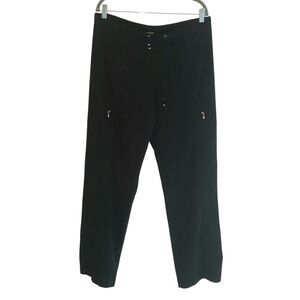 St John SoCa Straight Leg Pants Women's S Black Travel Casual Drawstring